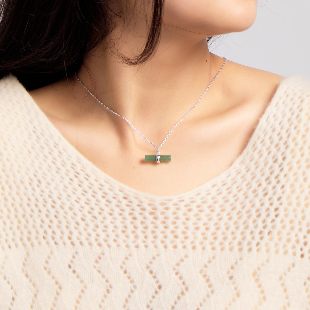 Green Aventurine Gemstone T-Bar Necklace