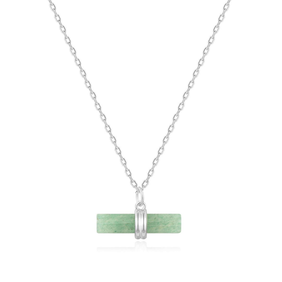 Green Aventurine Gemstone T-Bar Necklace