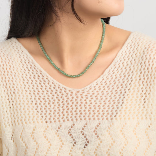 Green Aventurine Mini Beaded Gemstone Necklace - Philip Jones Jewellery