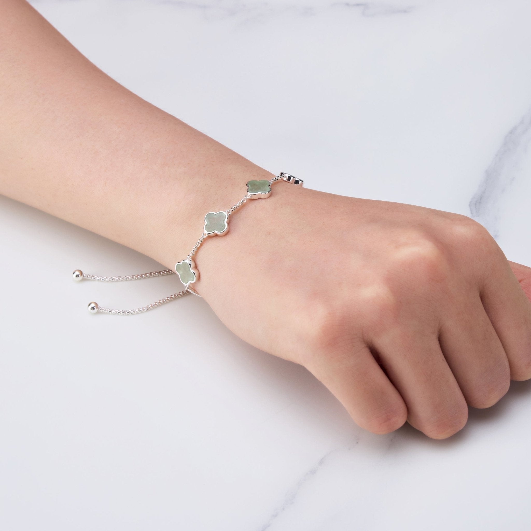 Green Aventurine Multi Clover Friendship Bracelet - Philip Jones Jewellery