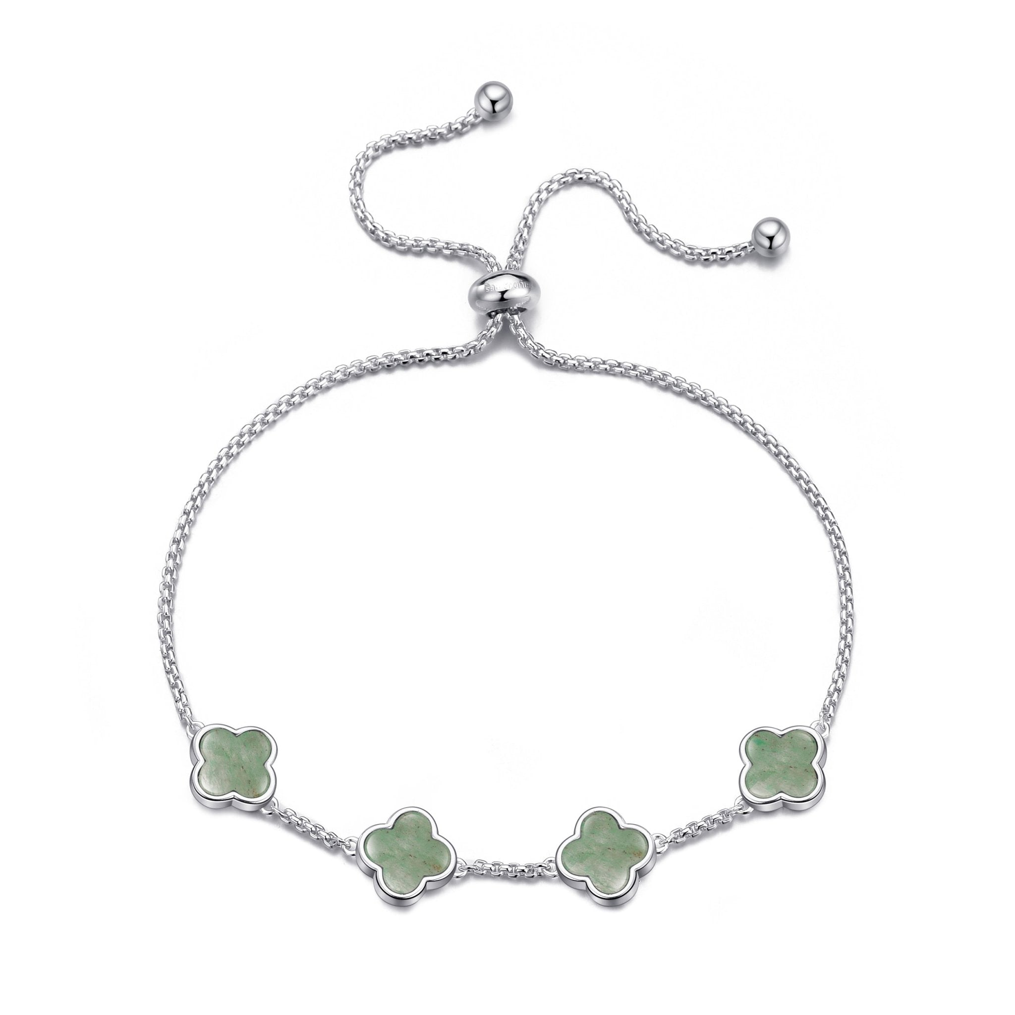 Green Aventurine Multi Clover Friendship Bracelet - Philip Jones Jewellery