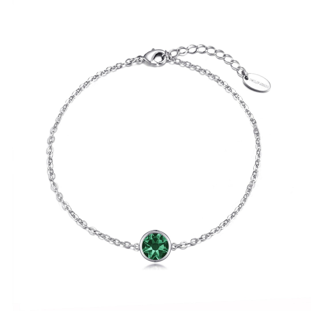 Green Crystal Anklet Created with Zircondia® Crystals - Philip Jones Jewellery
