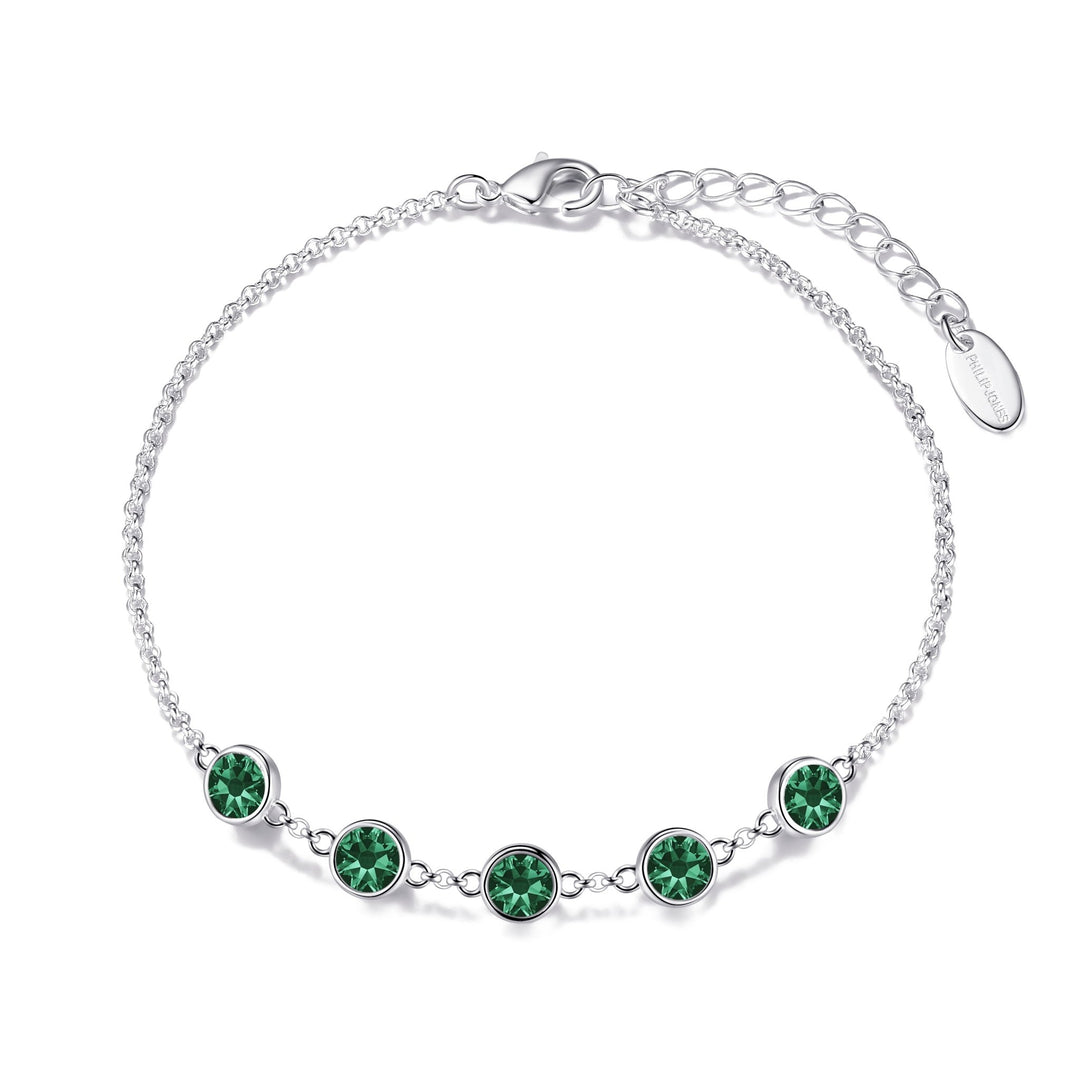 Green Crystal Chain Bracelet Created with Zircondia® Crystals - Philip Jones Jewellery