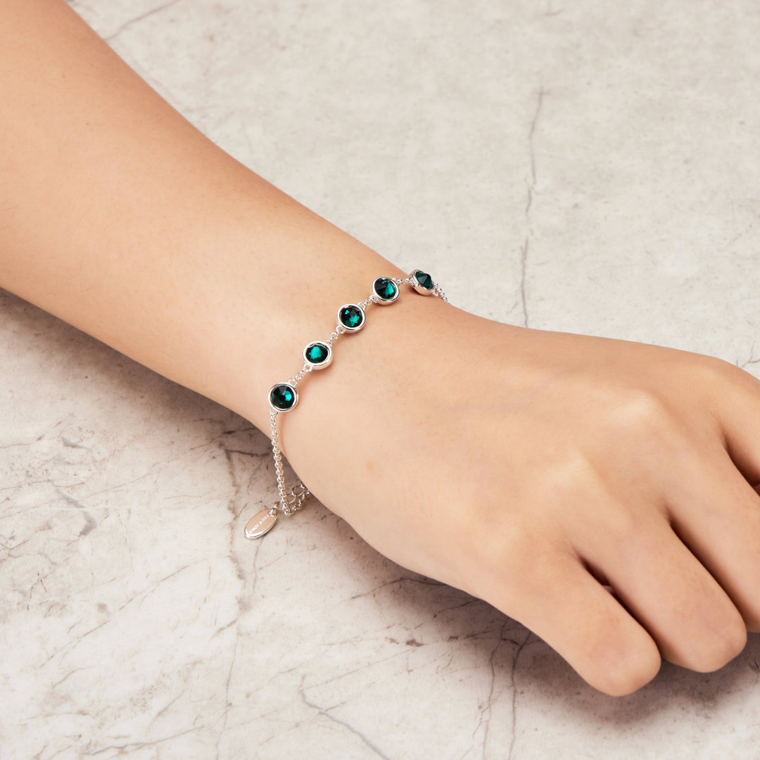 Green Crystal Chain Bracelet Created with Zircondia® Crystals - Philip Jones Jewellery