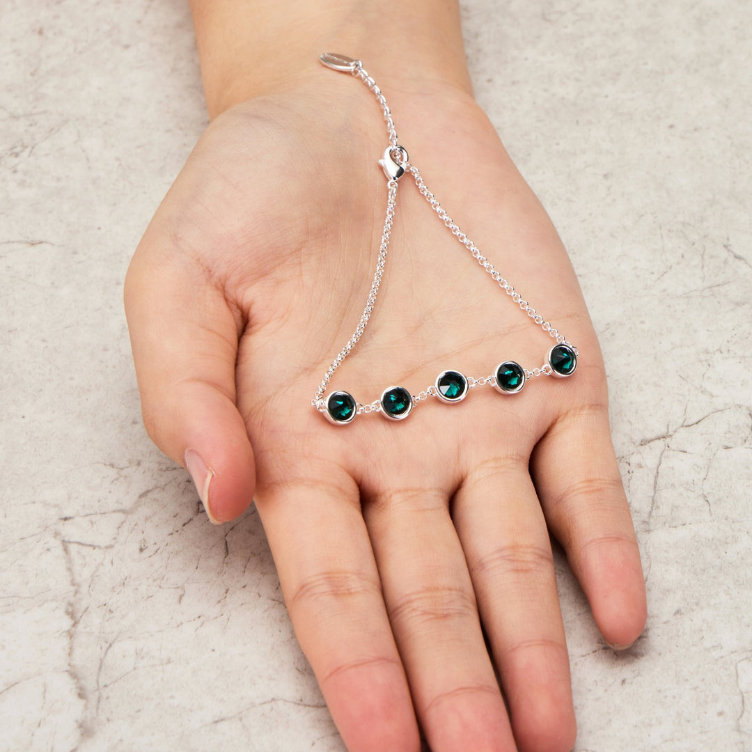 Green Crystal Chain Bracelet Created with Zircondia® Crystals - Philip Jones Jewellery