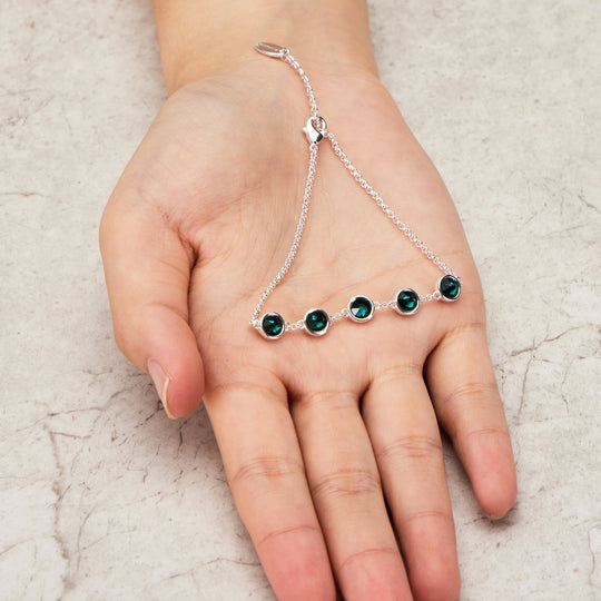 Green Crystal Chain Bracelet Created with Zircondia® Crystals - Philip Jones Jewellery