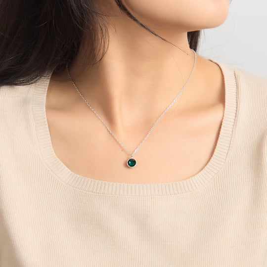 Green Crystal Necklace Created with Zircondia® Crystals - Philip Jones Jewellery