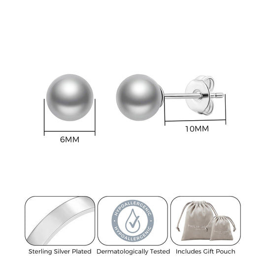 Grey Shell Pearl Earrings - Philip Jones Jewellery