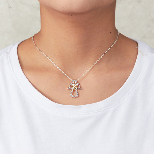 Guardian Angel Necklace Created with Zircondia® Crystals - Philip Jones Jewellery
