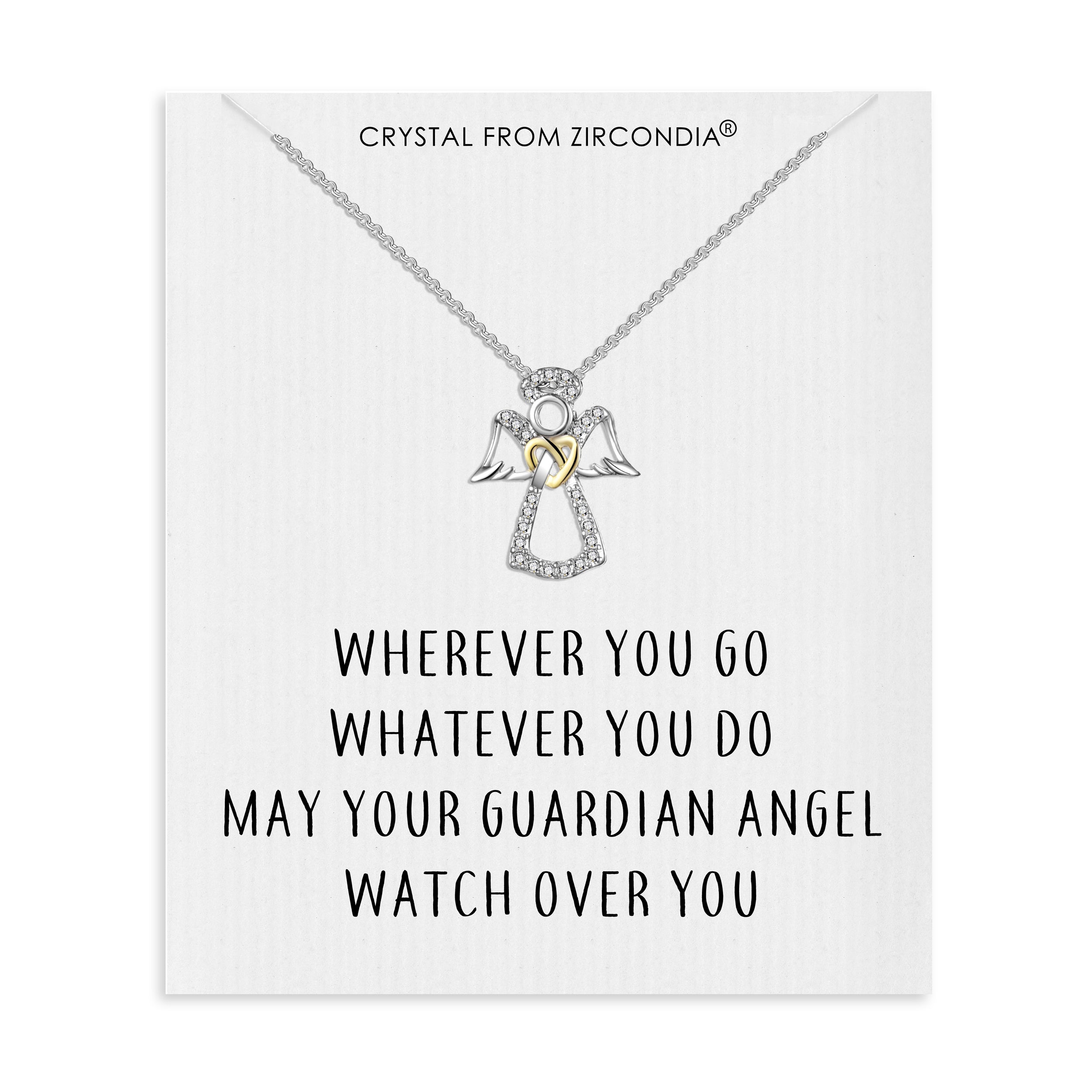 Guardian Angel Necklace with Quote Card Created with Zircondia® Crystals