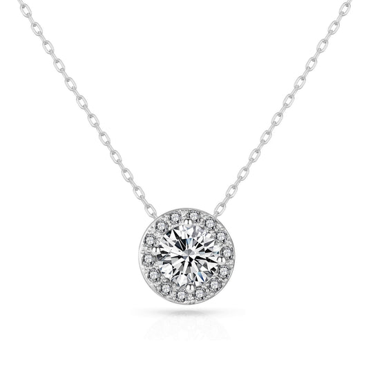 Halo Necklace Created with Zircondia® Crystals - Philip Jones Jewellery
