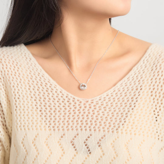 Halo Necklace Created with Zircondia® Crystals - Philip Jones Jewellery