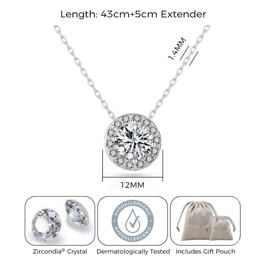 Halo Necklace Created with Zircondia® Crystals - Philip Jones Jewellery