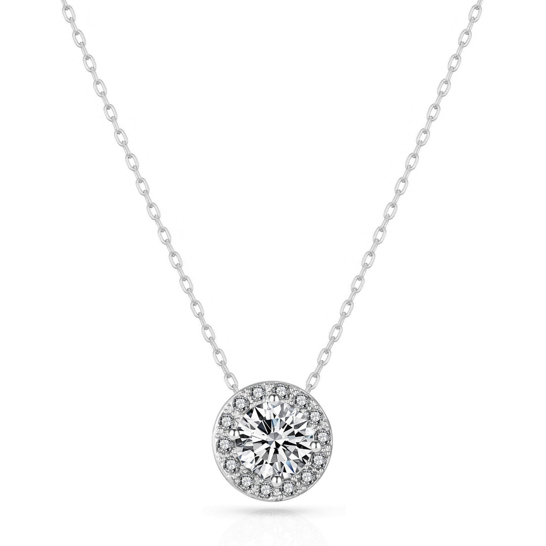 Halo Necklace Created with Zircondia® Crystals - Philip Jones Jewellery