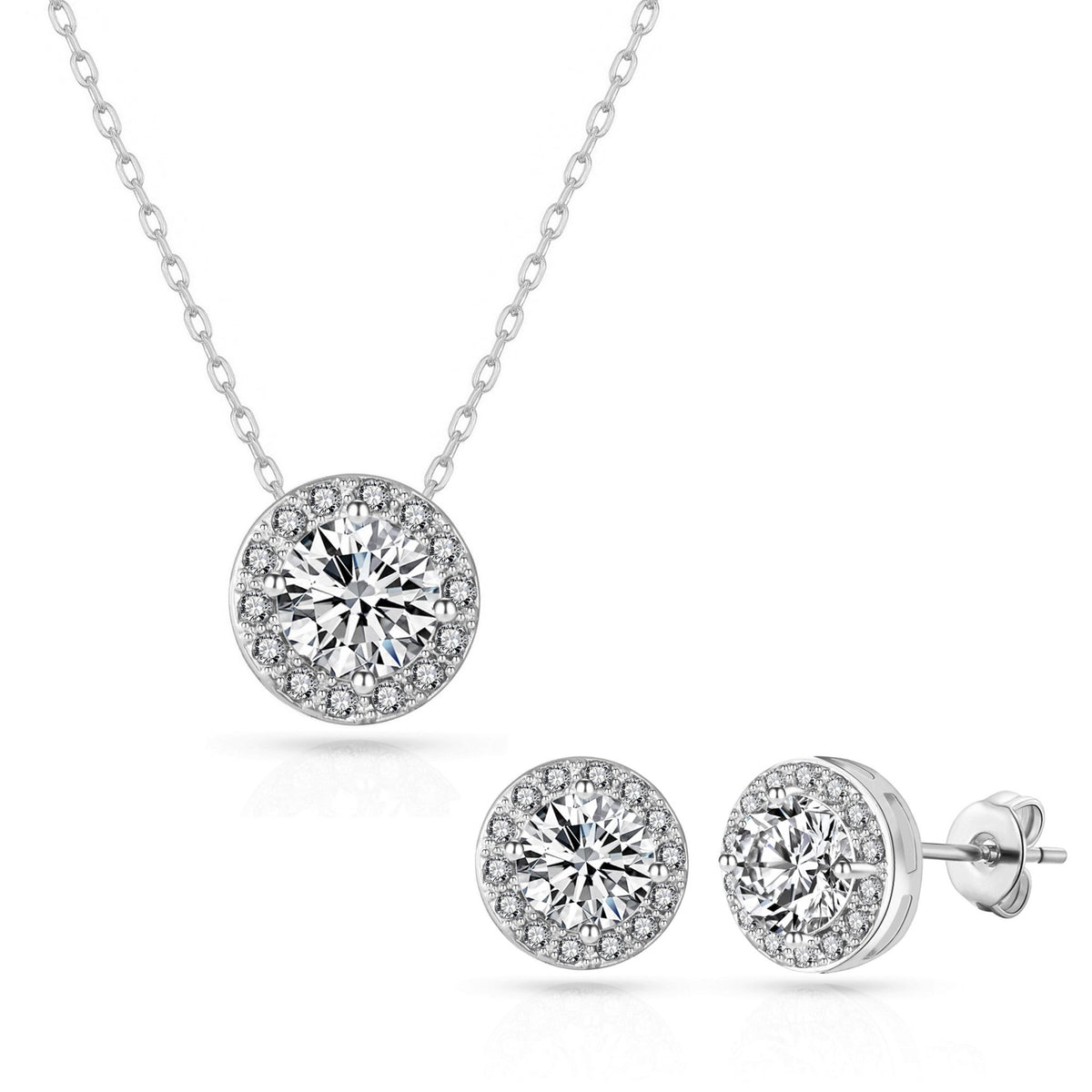 Philip Jones Jewellery Sets – Elegant Necklace, Earrings & Bracelet Gift Sets 5 halo set created with zircondia crystals 630208