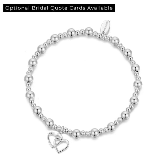 Heart Link Beaded Stretch Bridal Bracelet - Philip Jones Jewellery