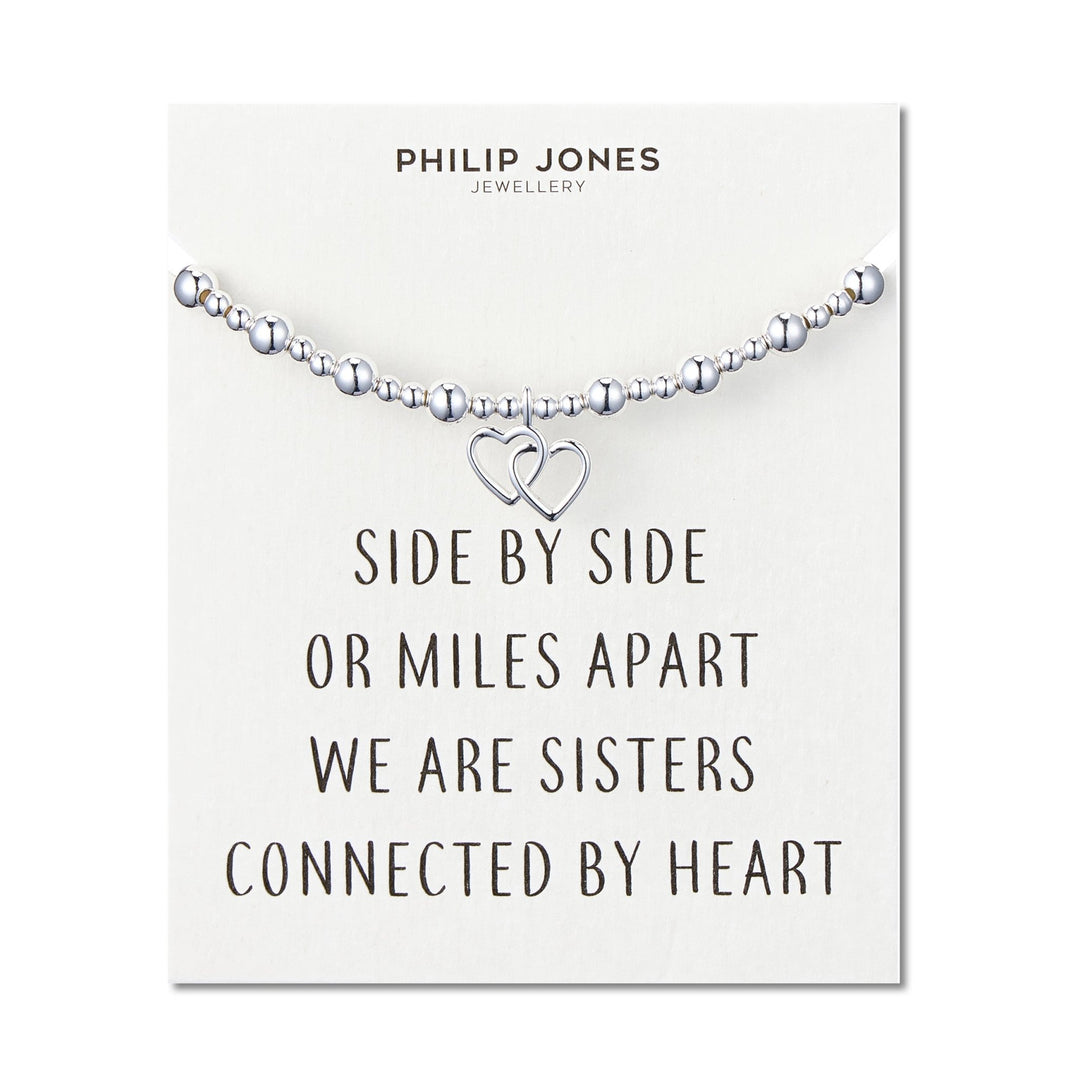 Heart Link Beaded Stretch Sister Bracelet with Quote Card - Philip Jones