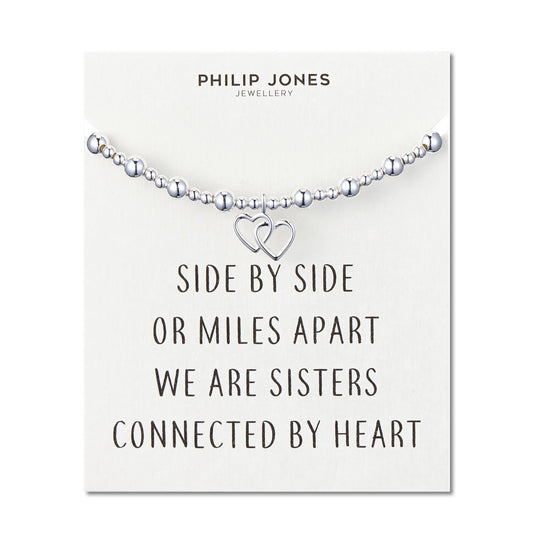 Heart Link Beaded Stretch Sister Bracelet with Quote Card - Philip Jones