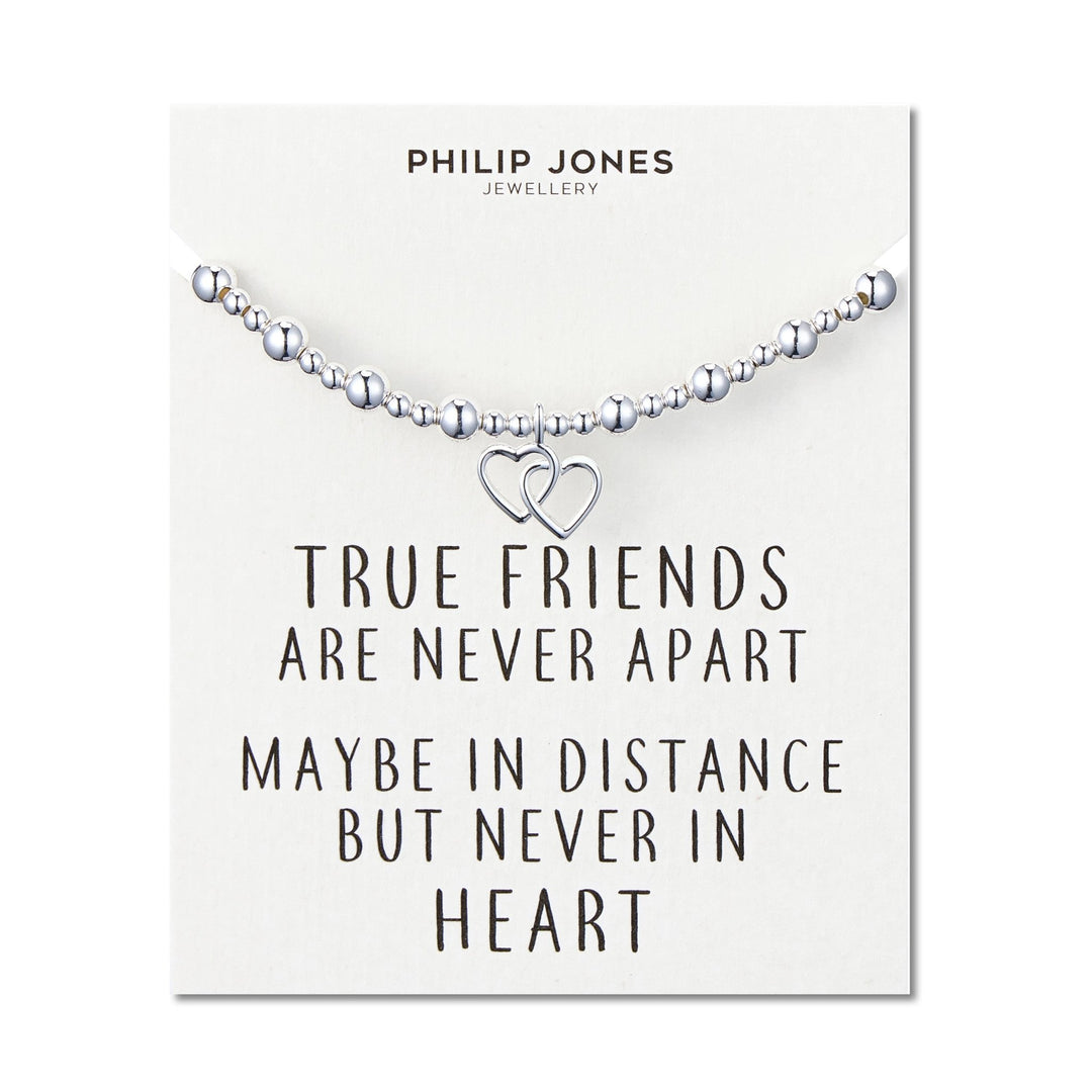 Heart Link Beaded Stretch True Friends Bracelet with Quote Card - Philip Jones