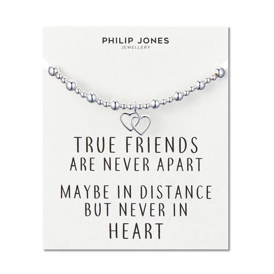 Heart Link Beaded Stretch True Friends Bracelet with Quote Card - Philip Jones