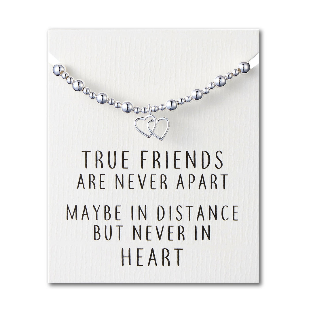 Heart Link Beaded Stretch True Friends Bracelet with Quote Card - Philip Jones Jewellery