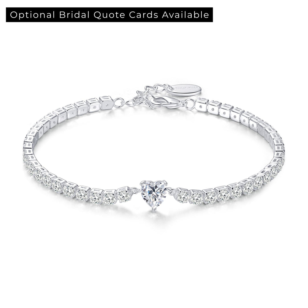 Heart Solitaire Bridal Tennis Bracelet Created with Zircondia® Crystals - Philip Jones Jewellery