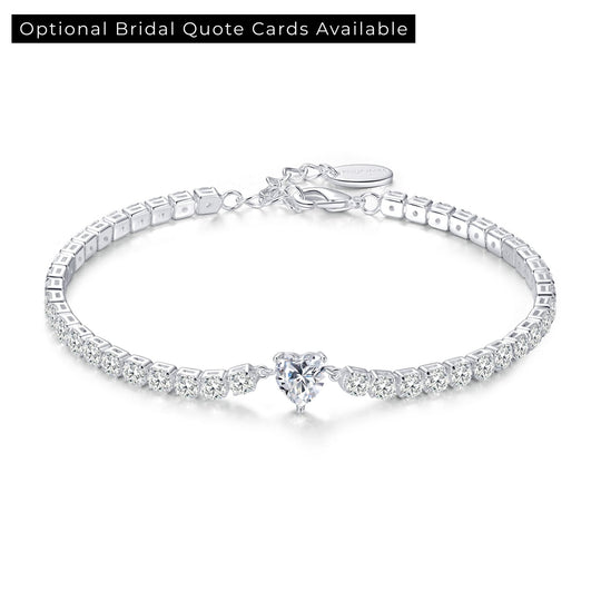 Heart Solitaire Bridal Tennis Bracelet Created with Zircondia® Crystals - Philip Jones Jewellery