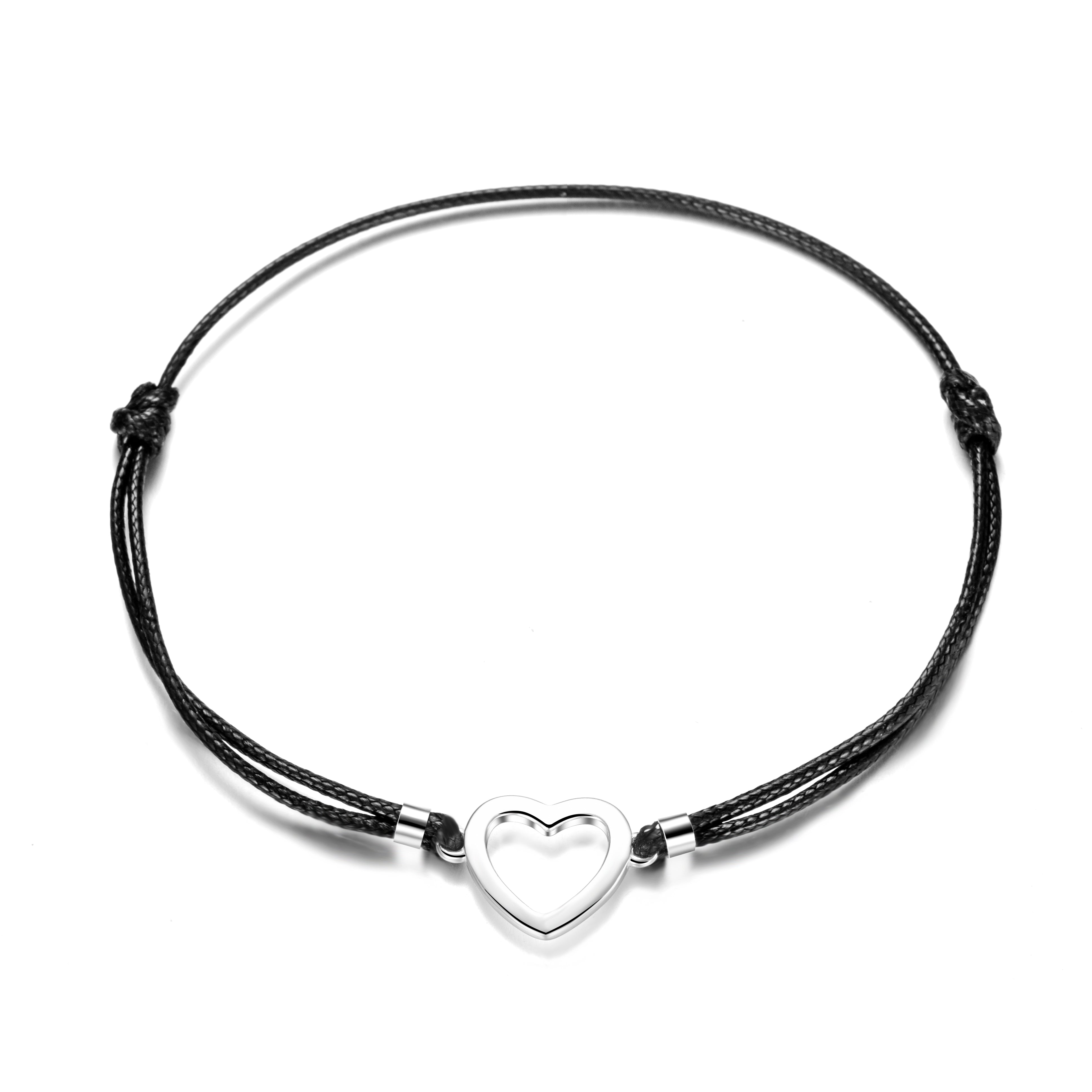 Sterling Silver Friendship Quote Corded Heart Bracelet