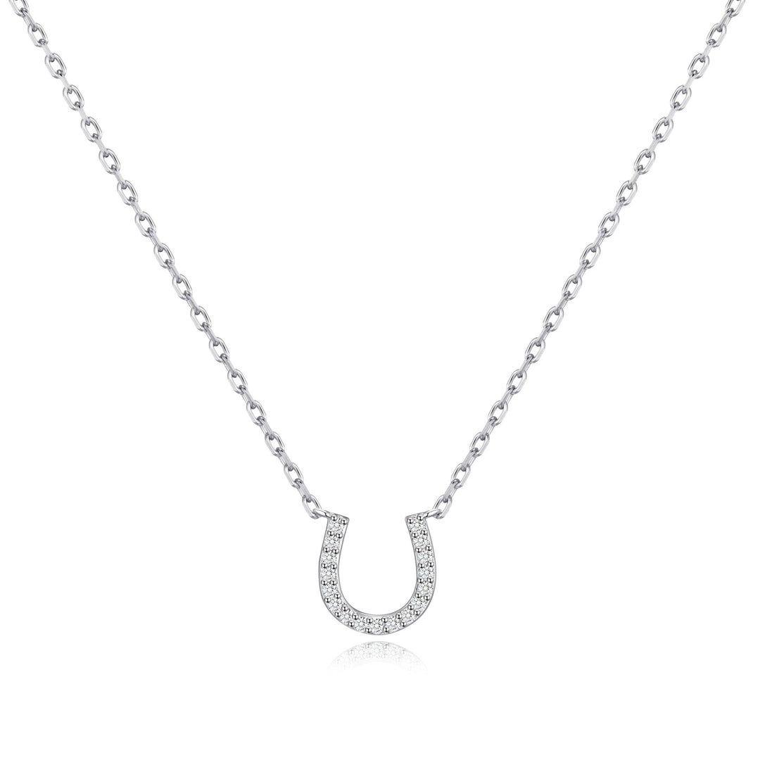 Horseshoe Necklace Created with Zircondia® Crystals - Philip Jones Jewellery