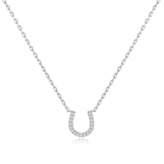 Horseshoe Necklace Created with Zircondia® Crystals - Philip Jones Jewellery