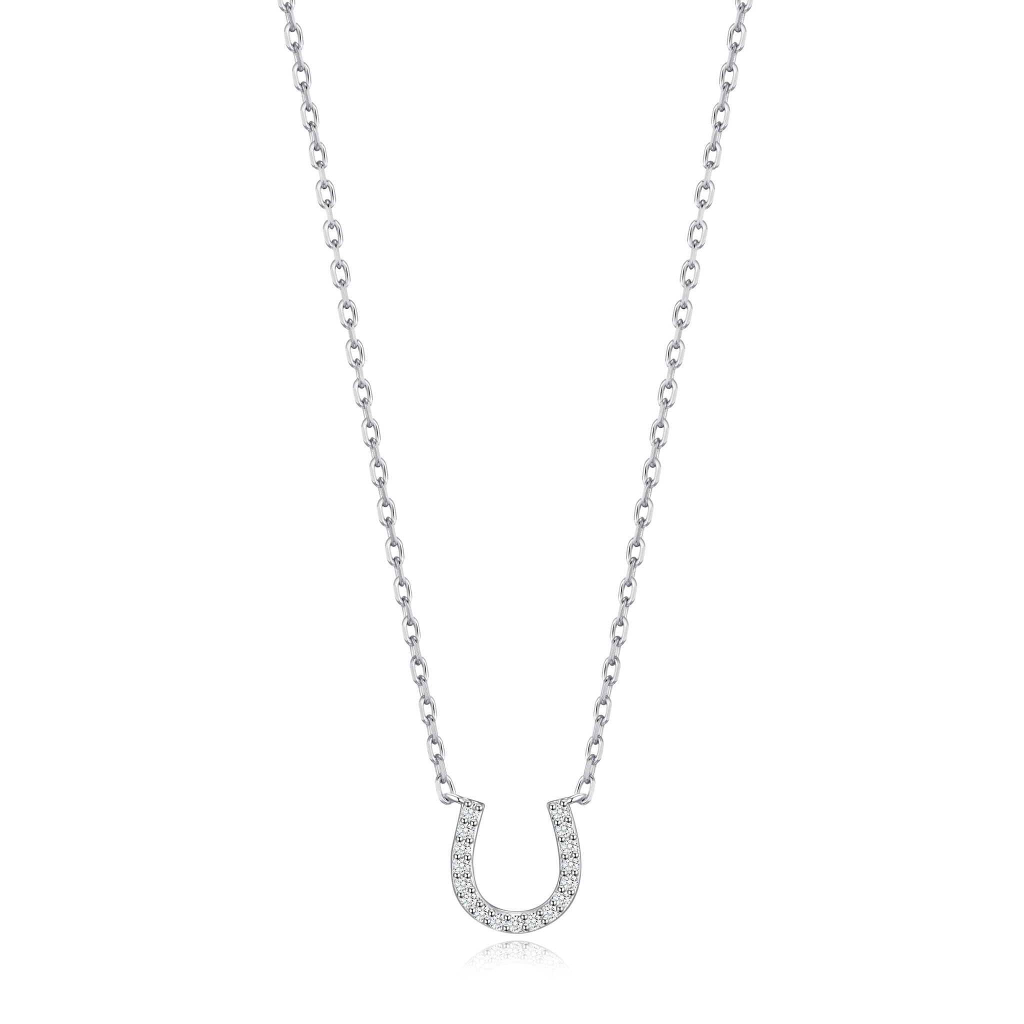 Horseshoe Necklace Created with Zircondia® Crystals - Philip Jones Jewellery