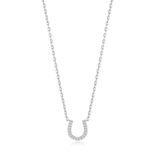 Horseshoe Necklace Created with Zircondia® Crystals - Philip Jones Jewellery