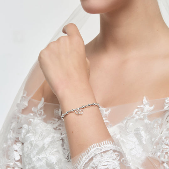 I Couldn't Say I Do Without You Heart Link Beaded Stretch Bracelet with Quote Card - Philip Jones Jewellery