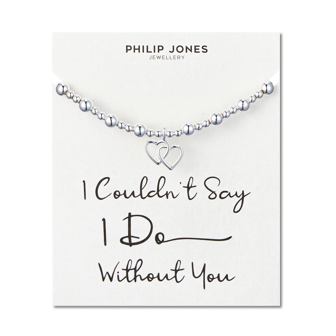 I Couldn't Say I Do Without You Heart Link Beaded Stretch Bridal Bracelet with Quote Card - Philip Jones