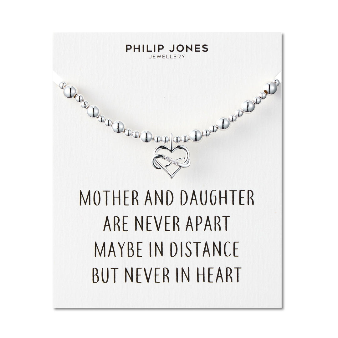 Infinity Heart Beaded Stretch Mother and Daughter Bracelet with Quote Card - Philip Jones