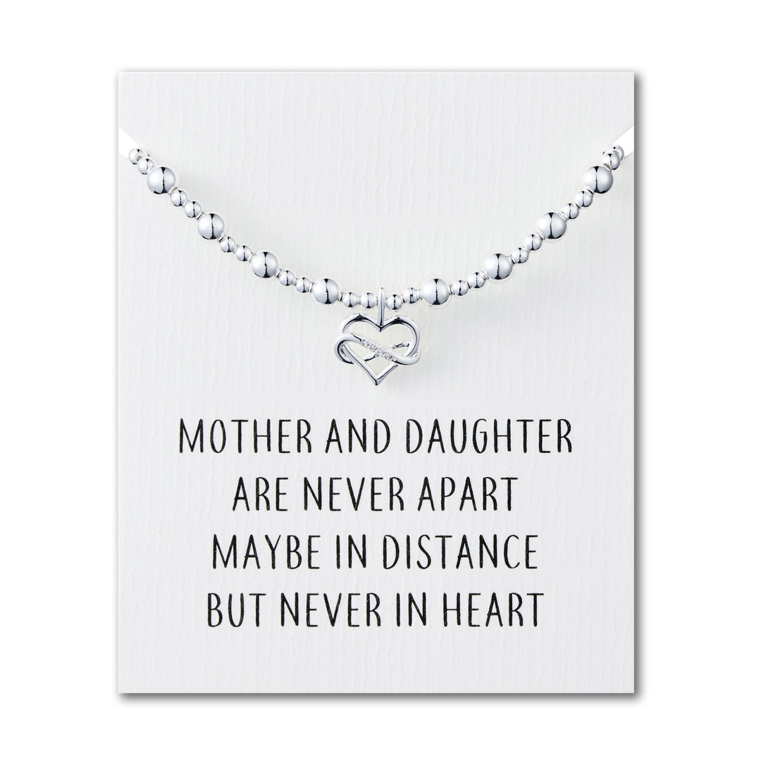 Infinity Heart Beaded Stretch Mother and Daughter Bracelet with Quote Card - Philip Jones