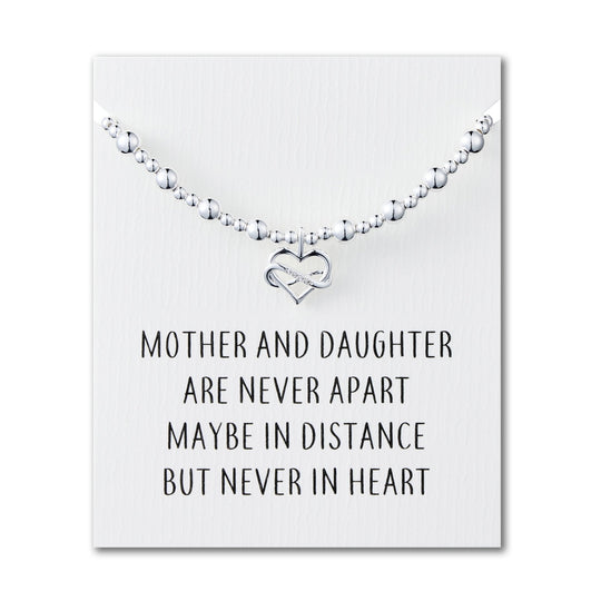 Infinity Heart Beaded Stretch Mother and Daughter Bracelet with Quote Card - Philip Jones