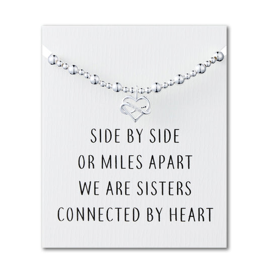 Infinity Heart Beaded Stretch Sister Bracelet with Quote Card - Philip Jones