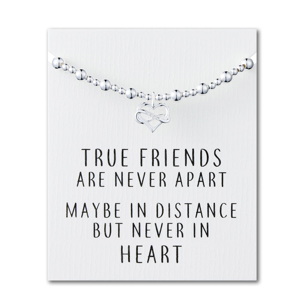Infinity Heart Beaded Stretch True Friends Bracelet with Quote Card - Philip Jones