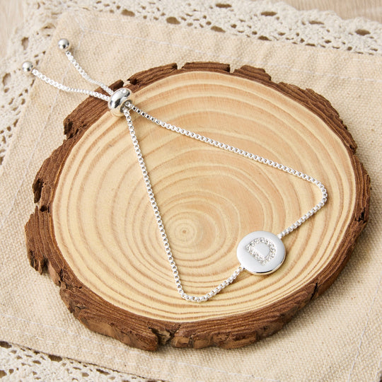 Initial Friendship Bracelet Letter D Created with Zircondia® Crystals - Philip Jones Jewellery