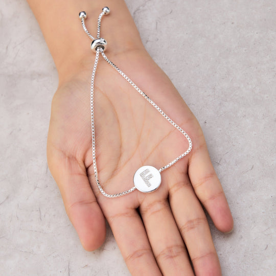 Initial Friendship Bracelet Letter F Created with Zircondia® Crystals - Philip Jones Jewellery