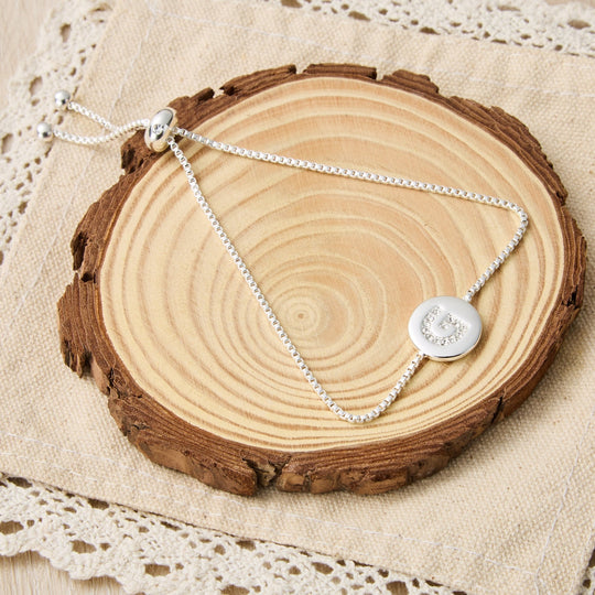 Initial Friendship Bracelet Letter G Created with Zircondia® Crystals - Philip Jones Jewellery