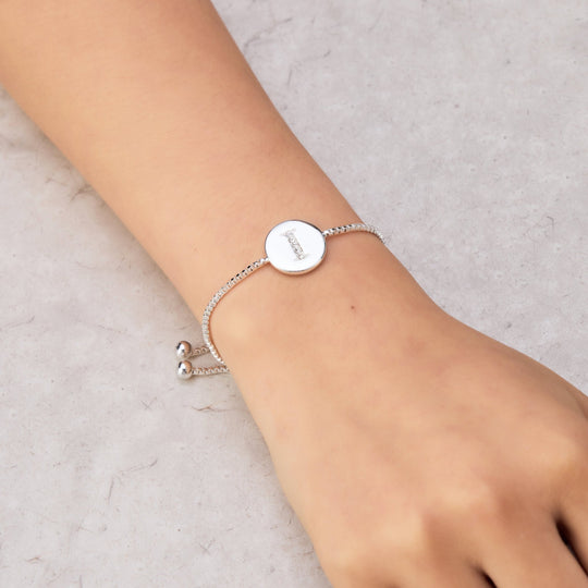 Initial Friendship Bracelet Letter I Created with Zircondia® Crystals - Philip Jones Jewellery