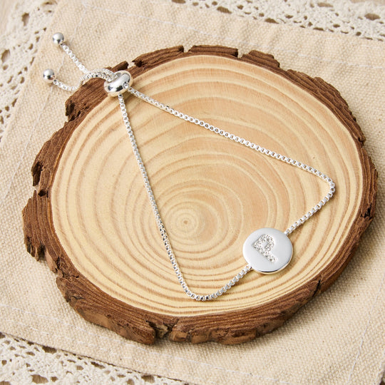 Initial Friendship Bracelet Letter P Created with Zircondia® Crystals - Philip Jones Jewellery