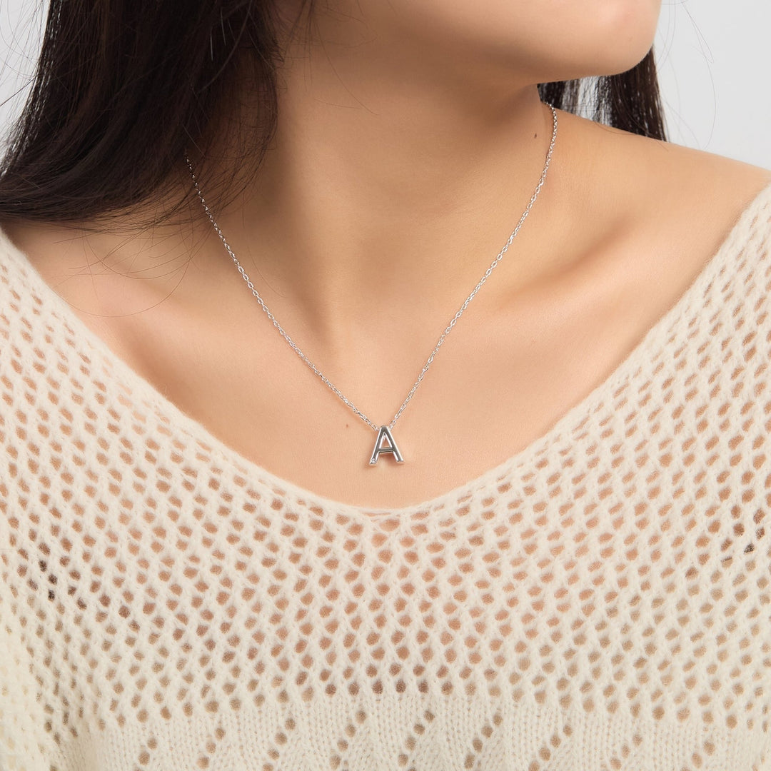 Initial Necklace Letter A Created with Zircondia® Crystals - Philip Jones Jewellery