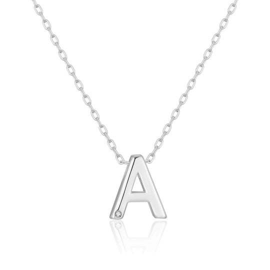 Initial Necklace Letter A Created with Zircondia® Crystals - Philip Jones Jewellery