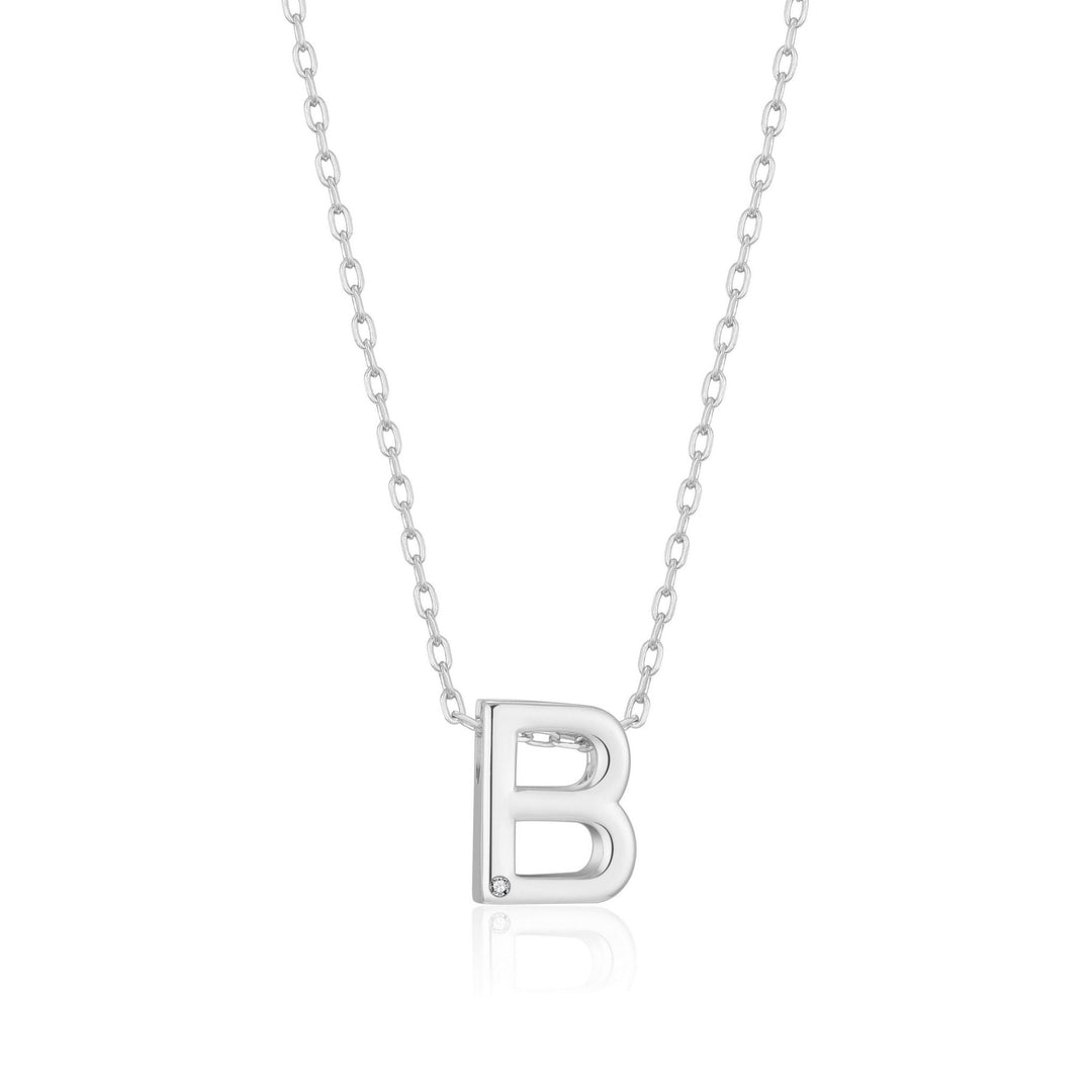 Initial Necklace Letter B Created with Zircondia® Crystals - Philip Jones Jewellery