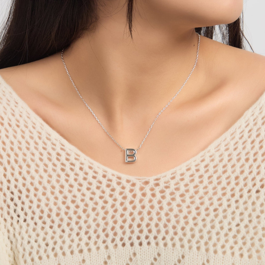 Initial Necklace Letter B Created with Zircondia® Crystals - Philip Jones Jewellery