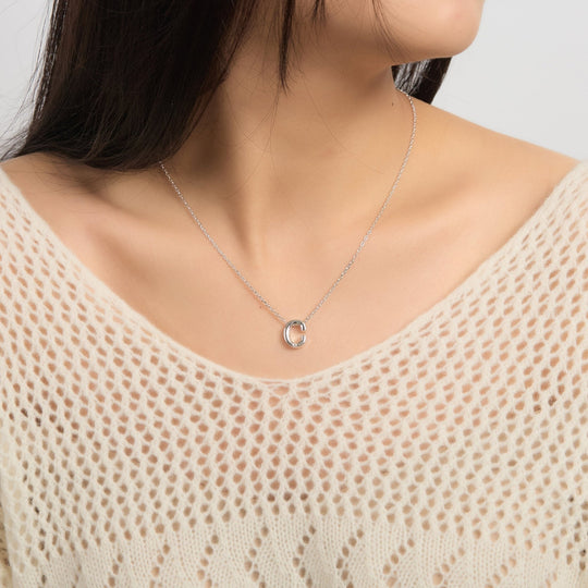 Initial Necklace Letter C Created with Zircondia® Crystals - Philip Jones Jewellery