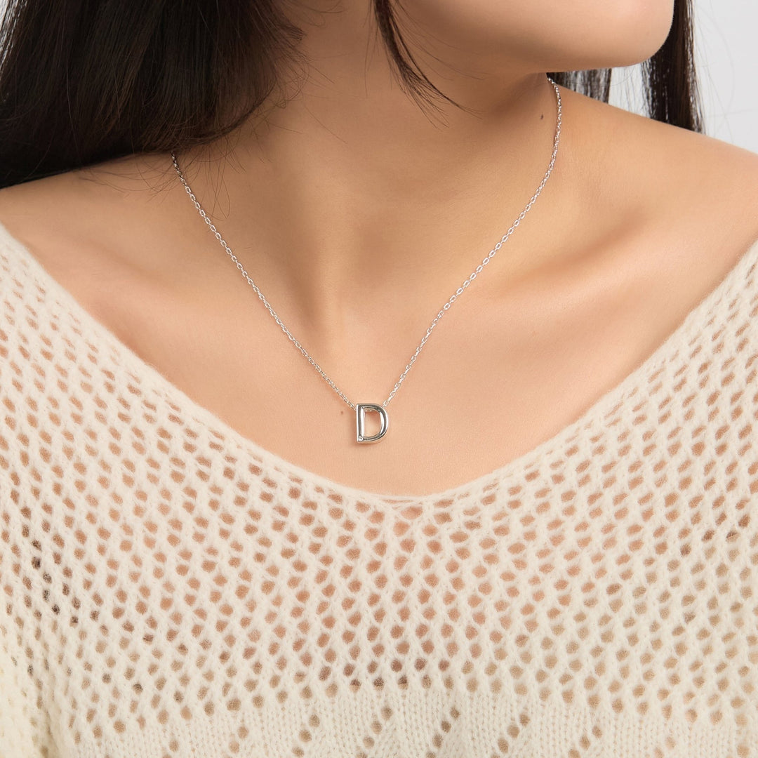 Initial Necklace Letter D Created with Zircondia® Crystals - Philip Jones Jewellery